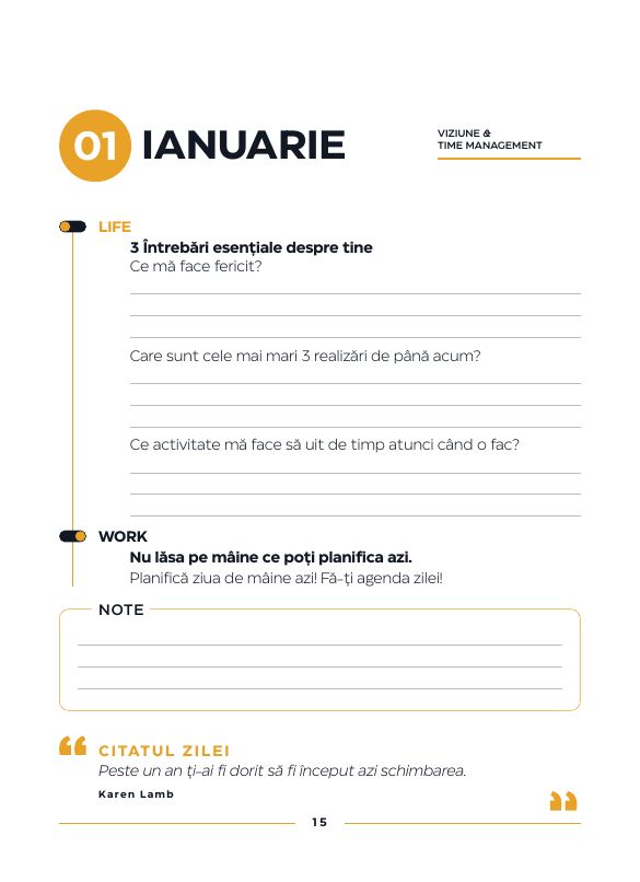 Pagina din carte pentru 1 ianuarie